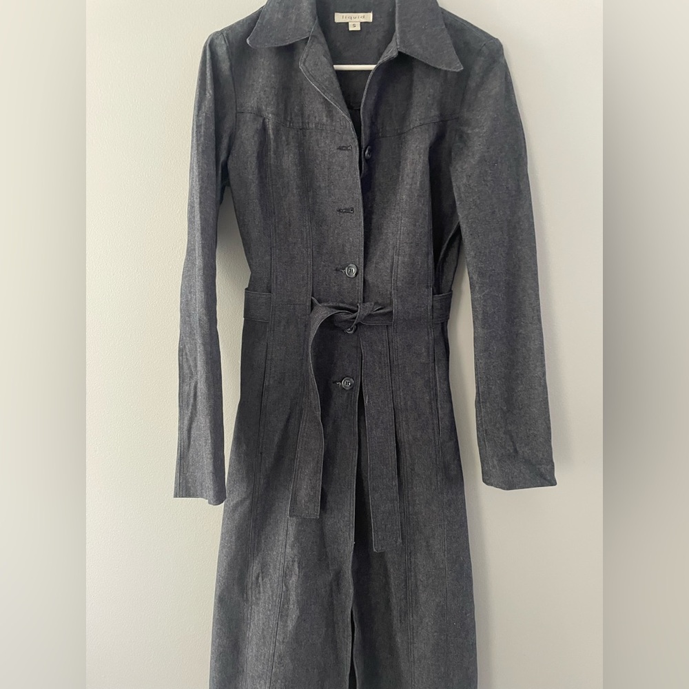 Light weight denim trench coat
